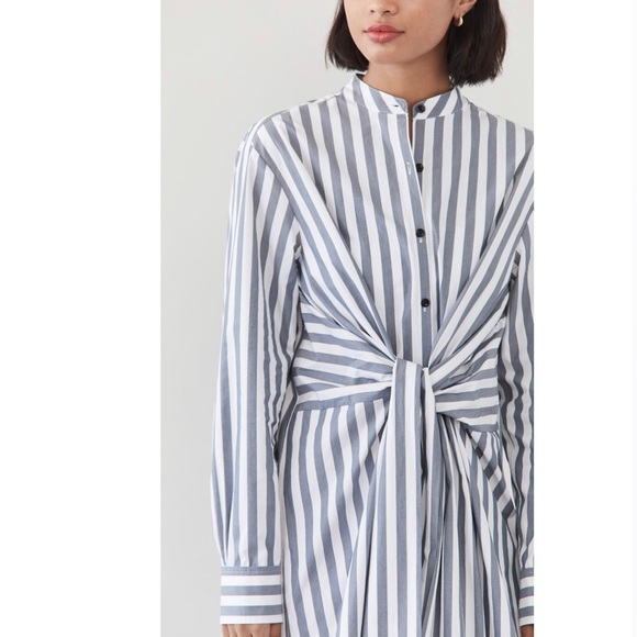 Proenza Schouler White Label Stripe Poplin Tied Shirt Dress - Picture 3 of 11